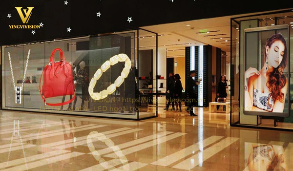 Ứng dụng màn hình LED trong suốt ở cửa hàng cao cấp
