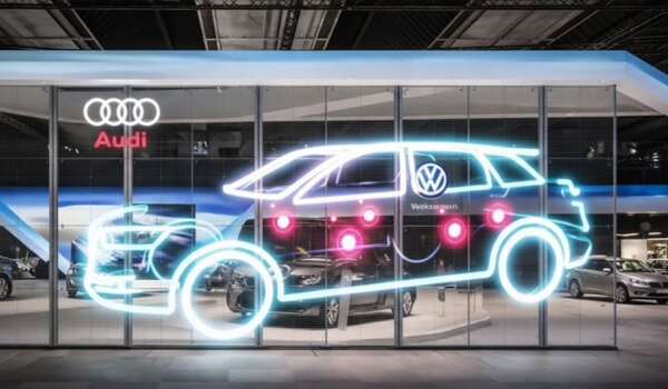 Ứng dụng màn hình LED trong suốt trong nhà ở showroom ô tô