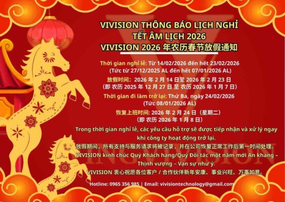 Lịch nghỉ Tết Nguyên đán Bính Ngọ 2026 tại Công ty TNHH Công nghệ VIVISION Việt Nam